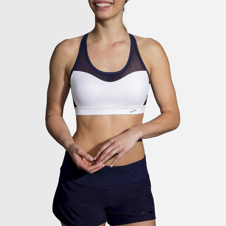 Brooks Fastforward Crossback NZ - Women's Running Bra - White (95864-JACV)